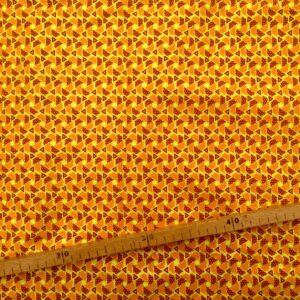 Tissu Wax pailleté jaune orange doré imprimé Mini triangles