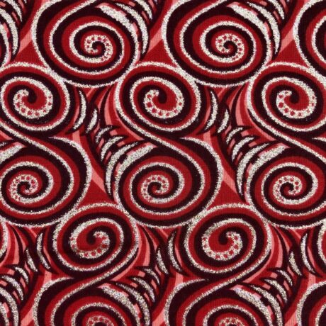 Tissu Wax pailleté bordeaux imprimé Double Spirale détail