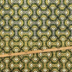 Tissu Wax pailleté vert imprimé Demi-cercles