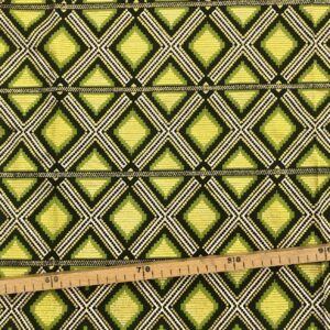 Tissu Wax pailleté vert imprimé Grille