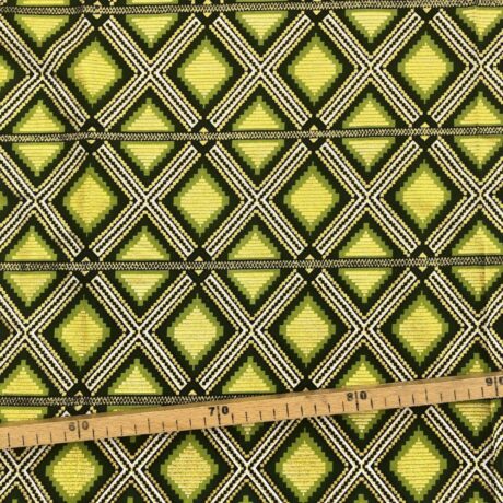 Tissu Wax pailleté vert imprimé Grille