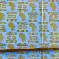 Tissu Wax pailleté blanc imprimé Africa