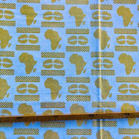 Tissu Wax pailleté blanc imprimé Africa