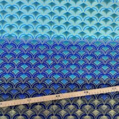 Tissu Wax pailleté dégradé bleu imprimé Ecailles