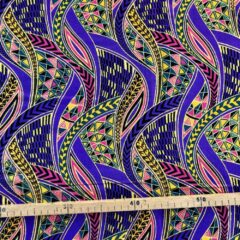 Tissu Wax pailleté multicolore imprimé Zentangle