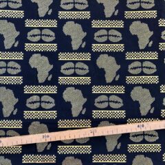 Tissu Wax pailleté noir imprimé Africa